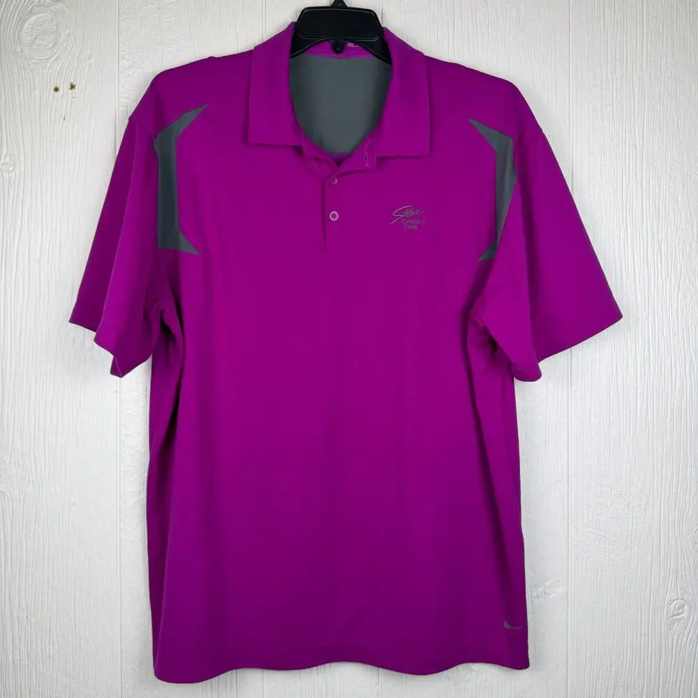 NikeGolf dri-fit polo shirt men’s XL purple & gray. Stowe Country Club logo - Picture 1 of 4